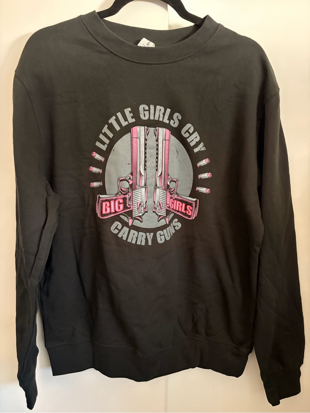Warrior XII “Little Girls Cry, Big Girls Carry Guns” Graphic Crewneck Sweatshirt